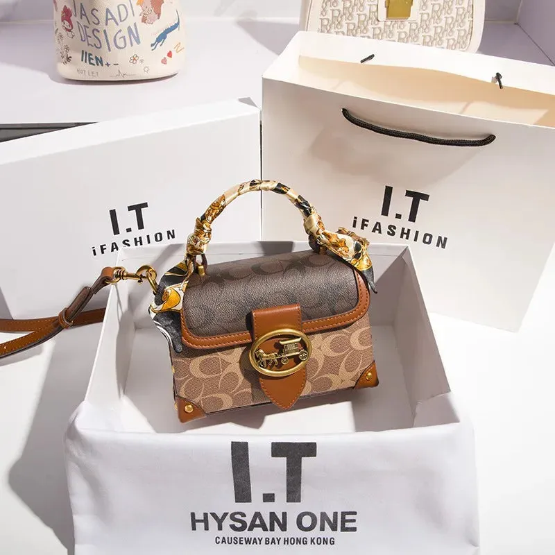 New Minimalist & Fashionable Small Handbag – Contrasting Color Women’s Crossbody Bag, High-End Portable Box Bag