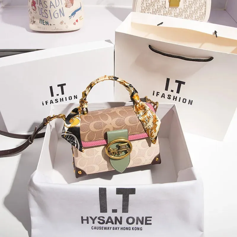 New Minimalist & Fashionable Small Handbag – Contrasting Color Women’s Crossbody Bag, High-End Portable Box Bag