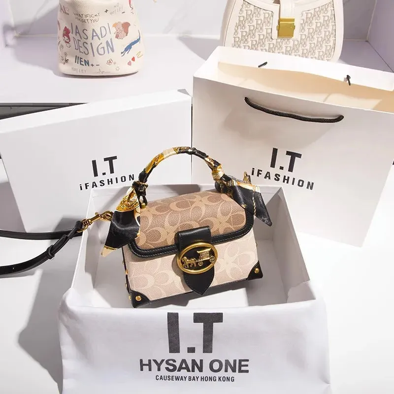 New Minimalist & Fashionable Small Handbag – Contrasting Color Women’s Crossbody Bag, High-End Portable Box Bag