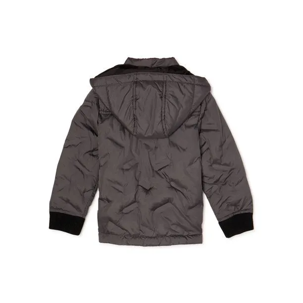 New Nordstrom Urban Republic 'Heat Seal' Quilted Jacket with Zip Off Hood in Grey, Sz 8! Retails $90 