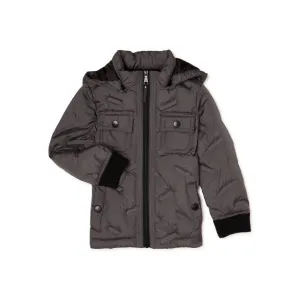 New Nordstrom Urban Republic 'Heat Seal' Quilted Jacket with Zip Off Hood in Grey, Sz 8! Retails $90 