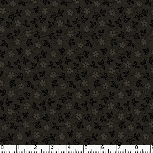Nifty Floral Tonal Black Cotton Fabric BTY