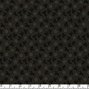 Nifty Floral Tonal Black Cotton Fabric BTY