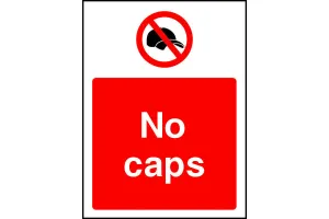 No caps prohibition safety sign