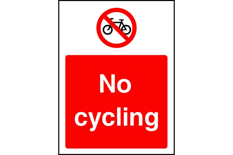 No cycling safety sign