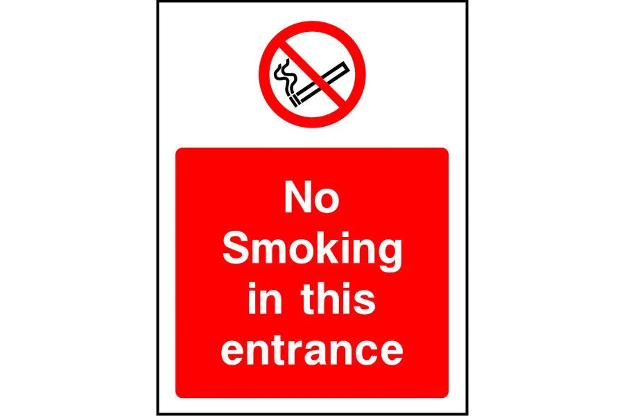 No smoking in this entrance safety sign