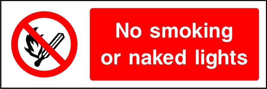No smoking or naked lights safety sign