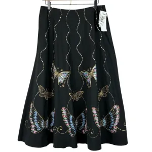 NWT Gracie &amp; Me 10 Butterflies Bead Sequins Bling Gold Skirt Boho Art Bohemian
