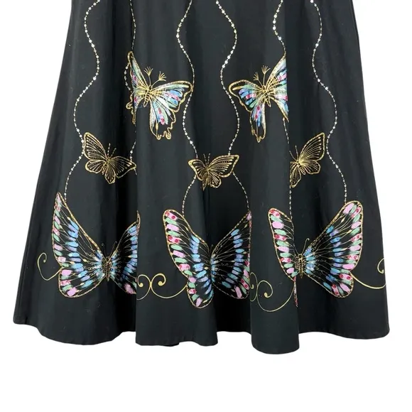 NWT Gracie &amp; Me 10 Butterflies Bead Sequins Bling Gold Skirt Boho Art Bohemian