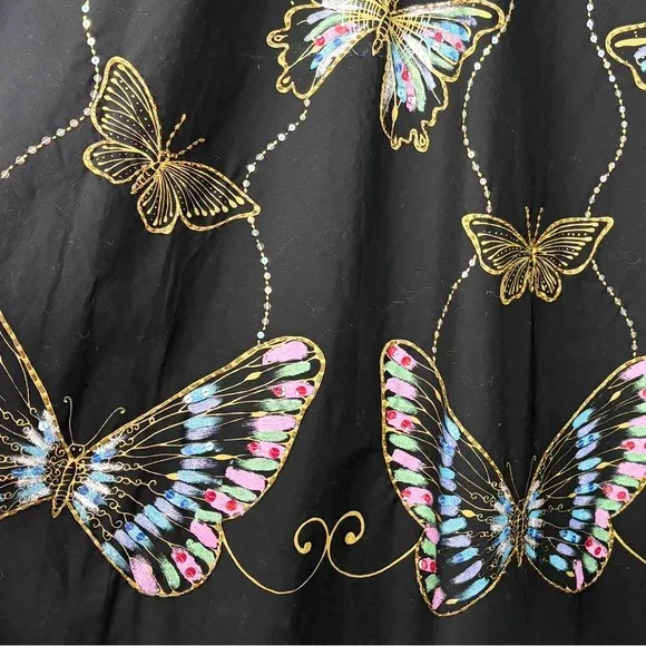 NWT Gracie &amp; Me 10 Butterflies Bead Sequins Bling Gold Skirt Boho Art Bohemian