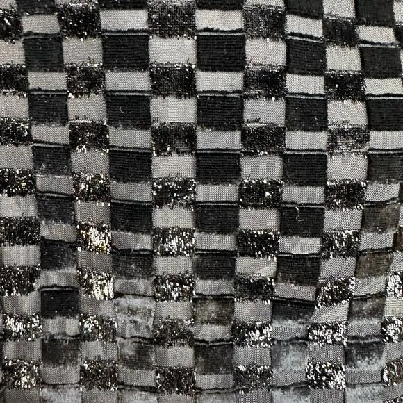NWT House of Harlow 1960 Women's Black Checkered Velvet A-Line Mini Skirt XS