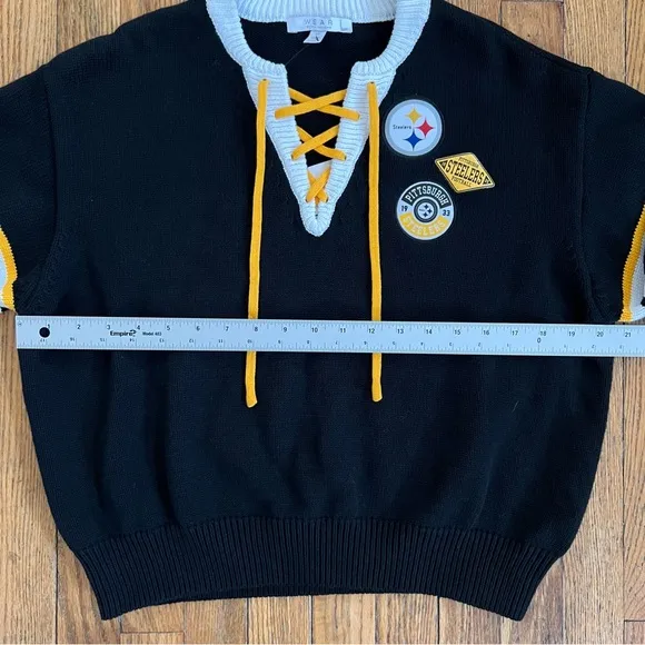 NWT Pittsburgh Steelers WEAR by Erin Andrews Women’s Cropped Tie Sweater S Small