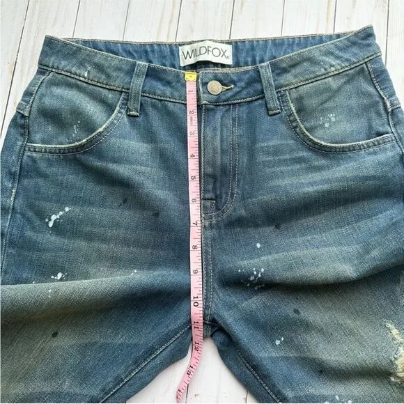 NWT Wildfox DaVinci Relaxed Loose Baggy Paint Splatter Crop Boyfriend Jeans