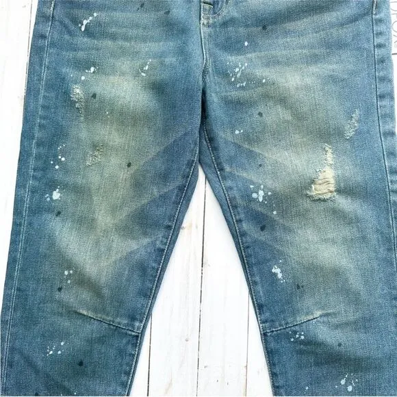 NWT Wildfox DaVinci Relaxed Loose Baggy Paint Splatter Crop Boyfriend Jeans