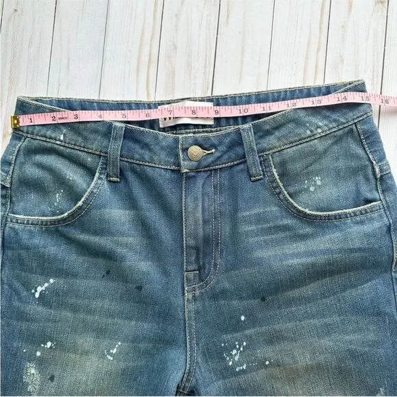 NWT Wildfox DaVinci Relaxed Loose Baggy Paint Splatter Crop Boyfriend Jeans