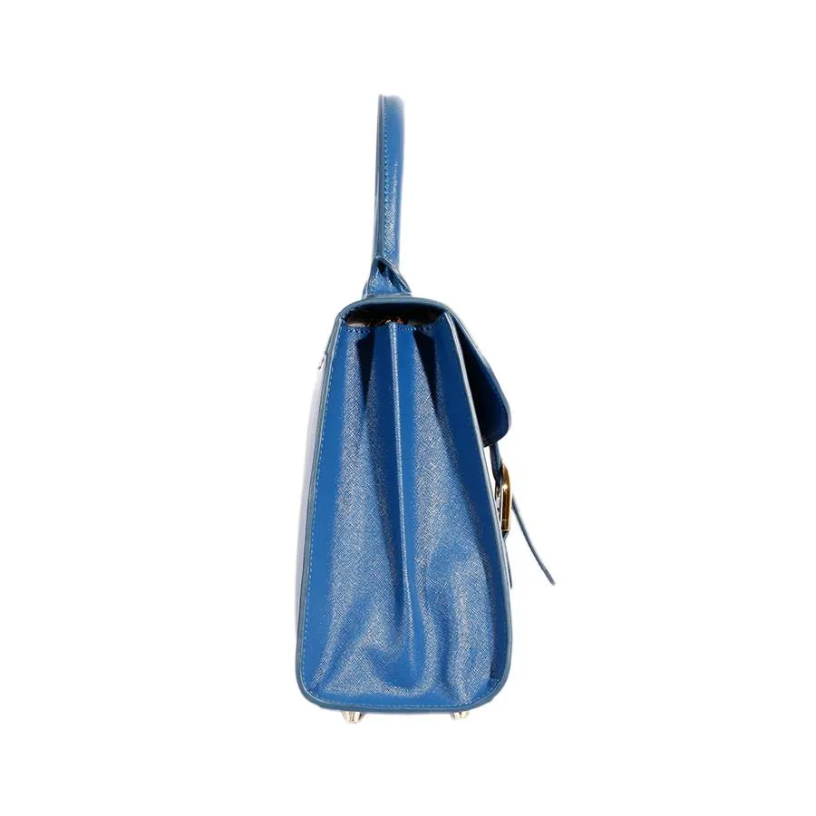Nylah Handbag in Blue Saffiano Leather