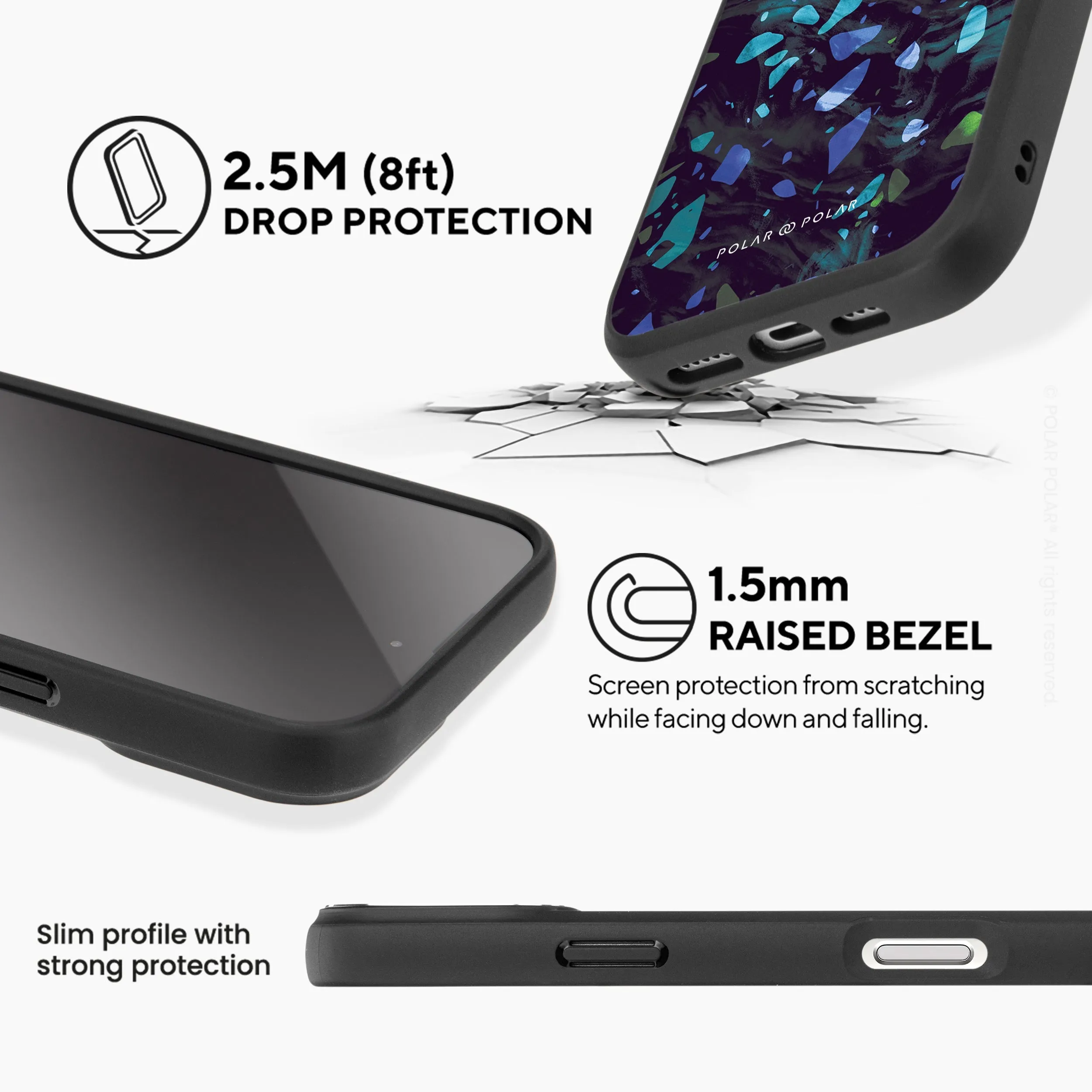 Ocean Terrazzo Gem - iPhone 16 Pro Max Frosted Black Bumper MagSafe Case