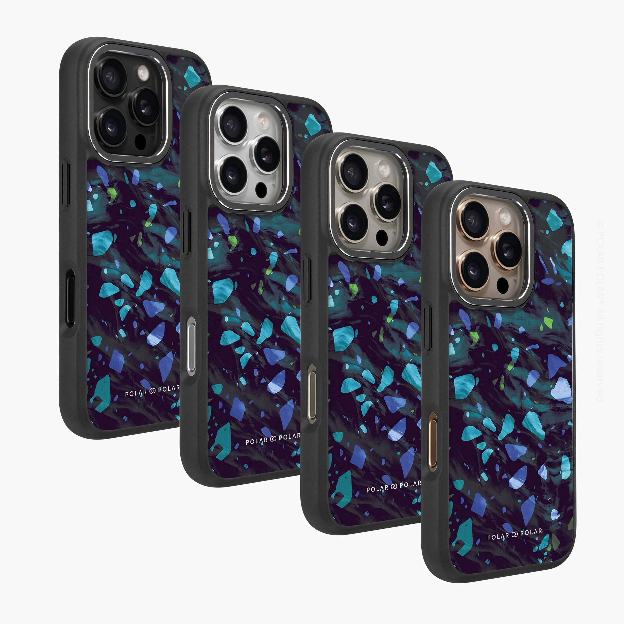 Ocean Terrazzo Gem - iPhone 16 Pro Max Frosted Black Bumper MagSafe Case