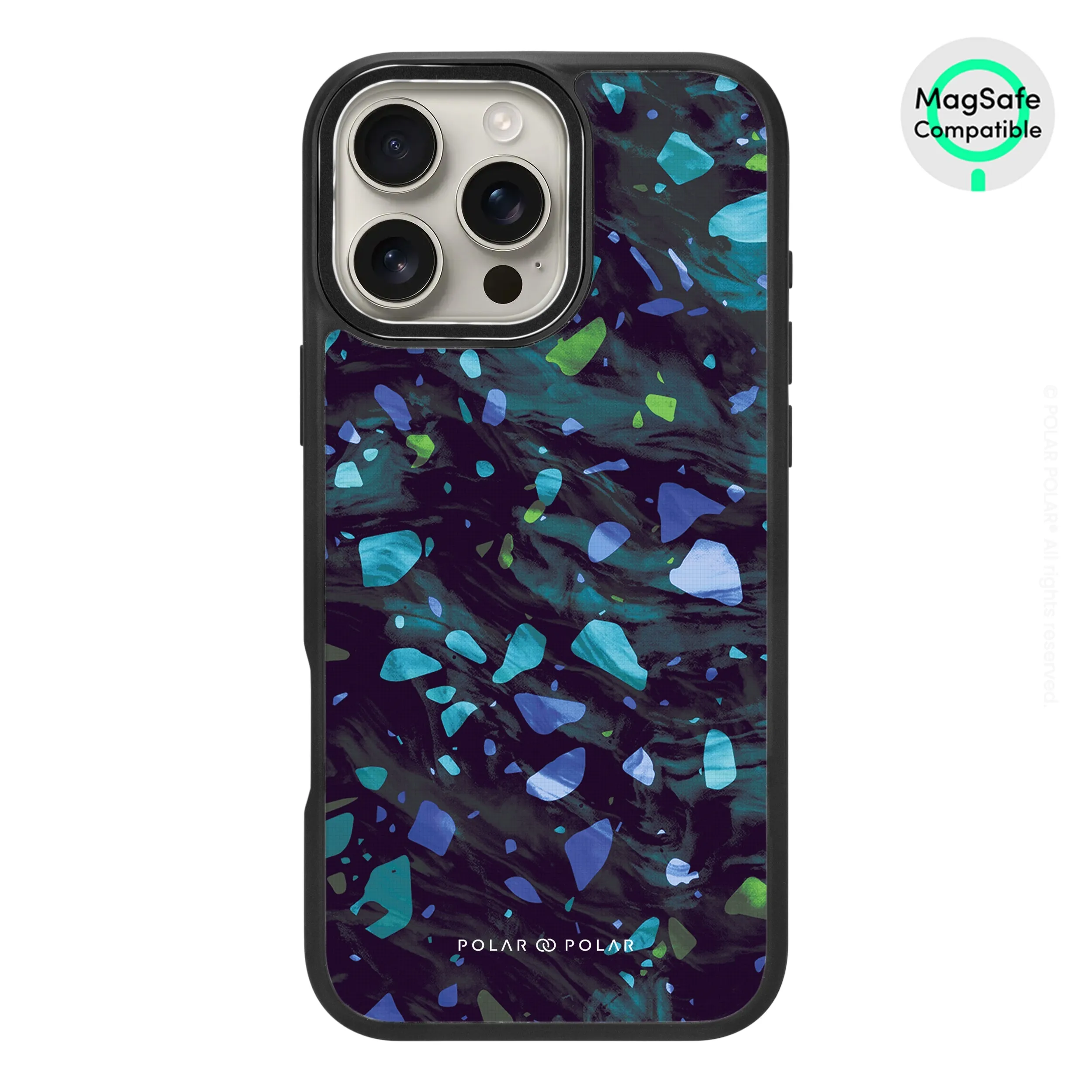 Ocean Terrazzo Gem - iPhone 16 Pro Max Frosted Black Bumper MagSafe Case