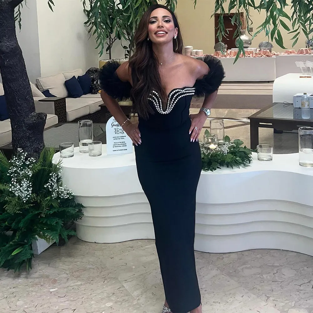Off Shoulder Elegant Maxi Bandage Dress HL10048