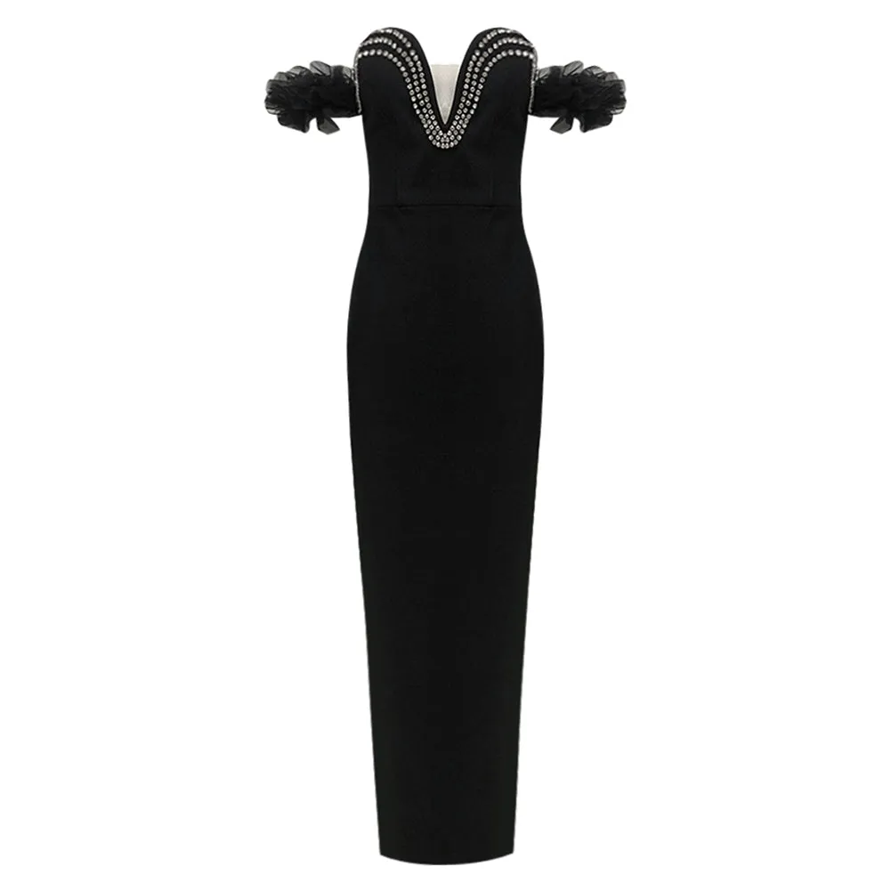 Off Shoulder Elegant Maxi Bandage Dress HL10048
