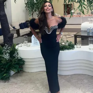 Off Shoulder Elegant Maxi Bandage Dress HL10048