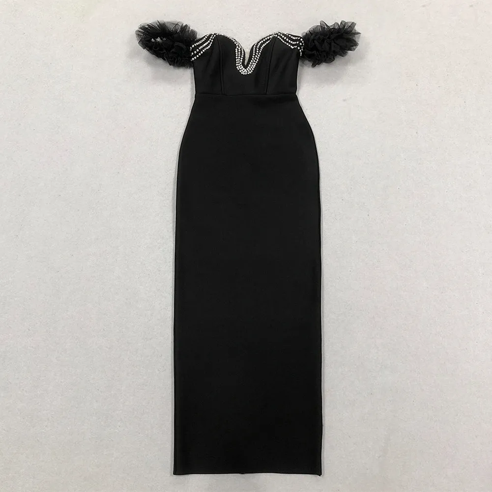Off Shoulder Elegant Maxi Bandage Dress HL10048