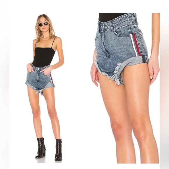 ONE X ONE TEASPOON Bandits High Waisted Slim Fit Cuffed Hem Denim Short Sz 27