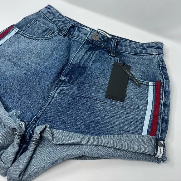ONE X ONE TEASPOON Bandits High Waisted Slim Fit Cuffed Hem Denim Short Sz 27