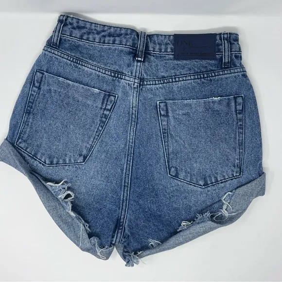 ONE X ONE TEASPOON Bandits High Waisted Slim Fit Cuffed Hem Denim Short Sz 27