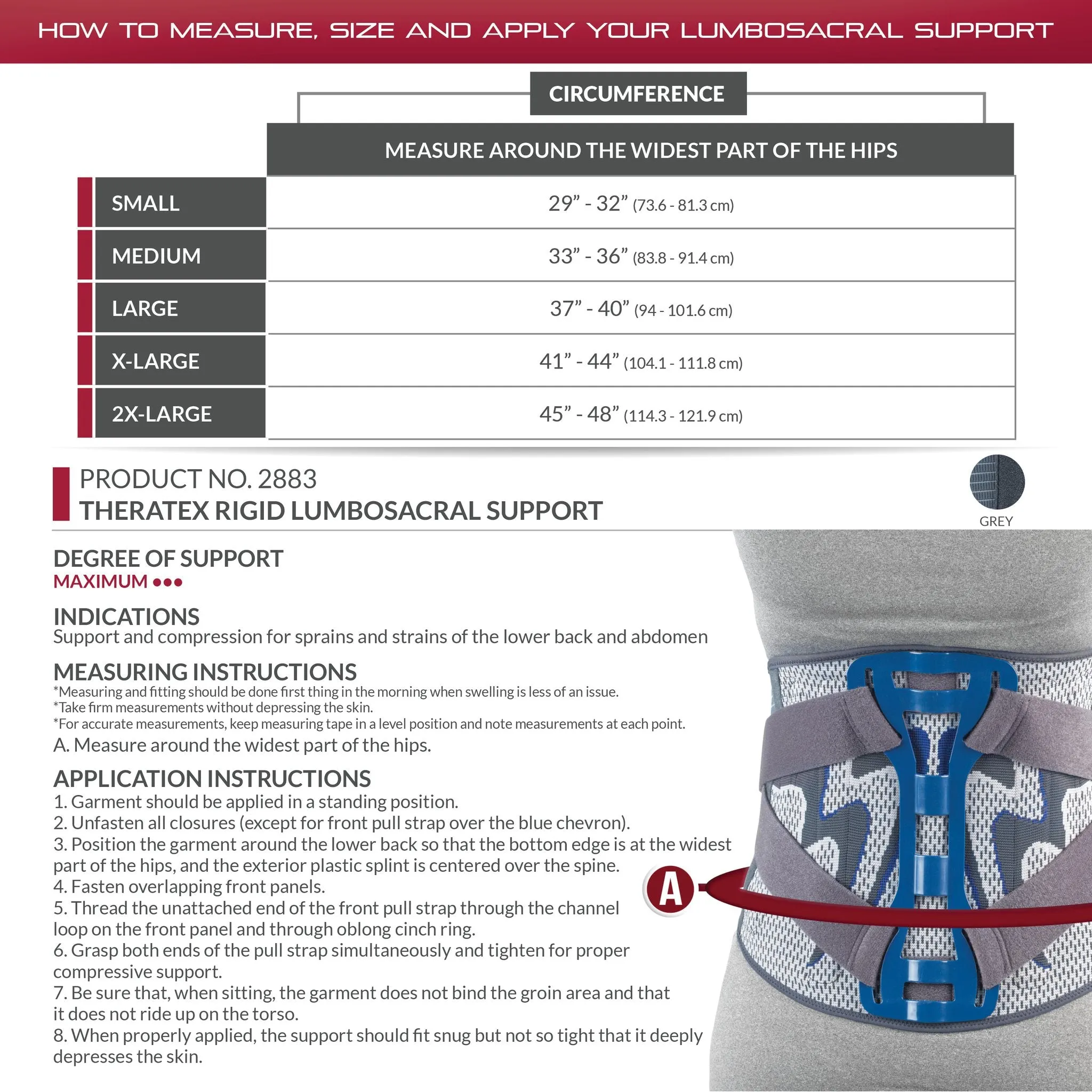 OTC THERATEX RIGID LS SUPPORT - 2883
