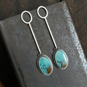 Oval Wand Earrings with Turquoise