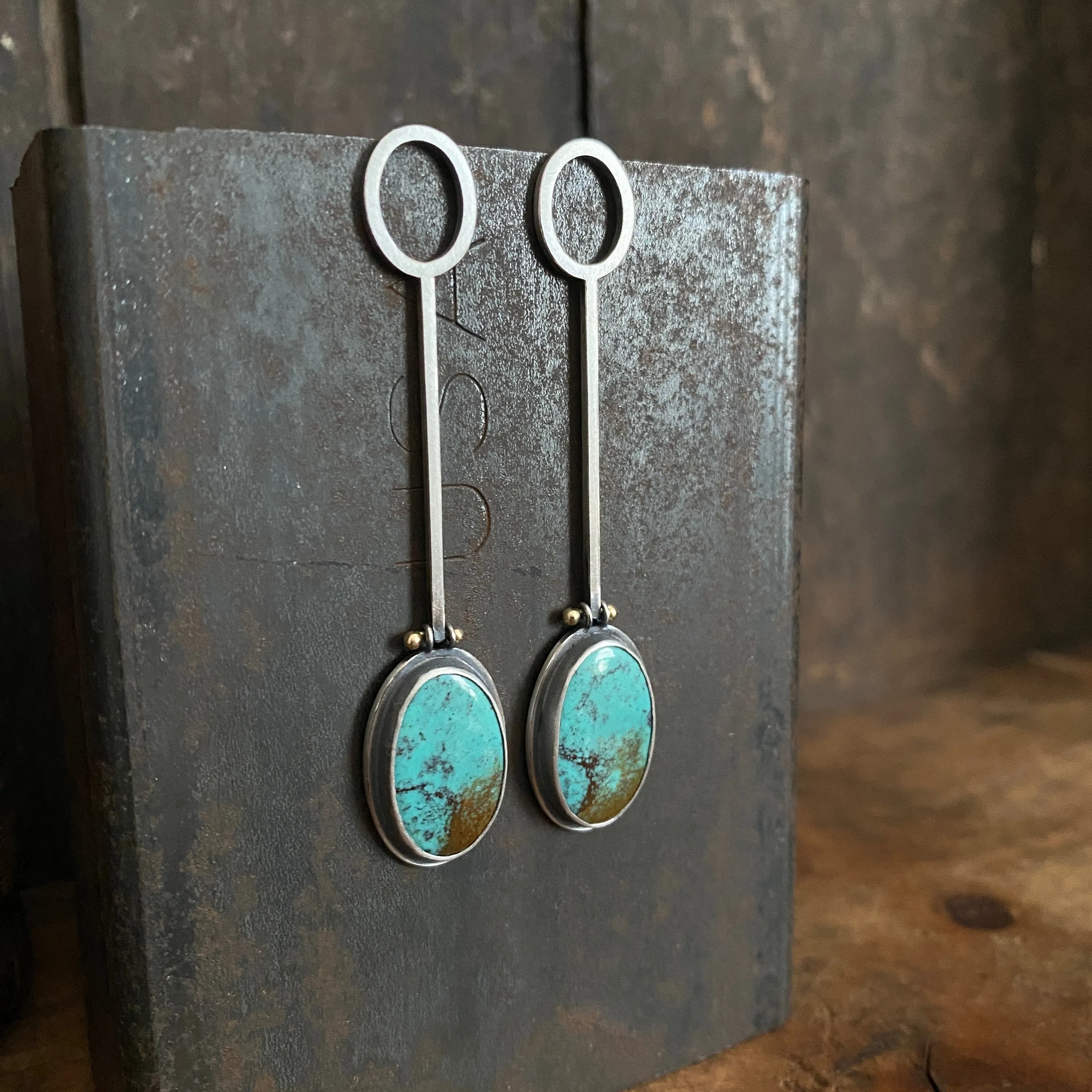 Oval Wand Earrings with Turquoise