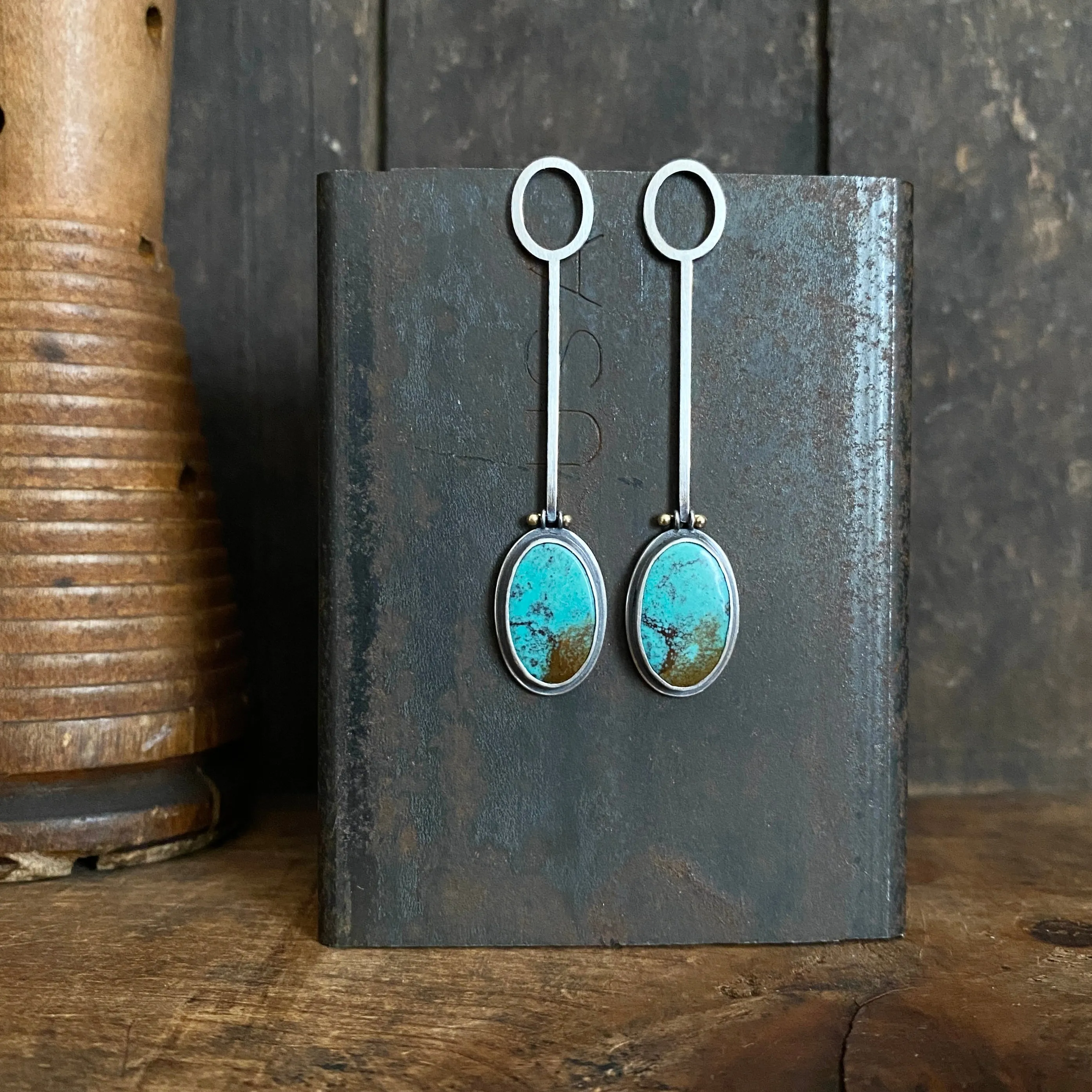 Oval Wand Earrings with Turquoise