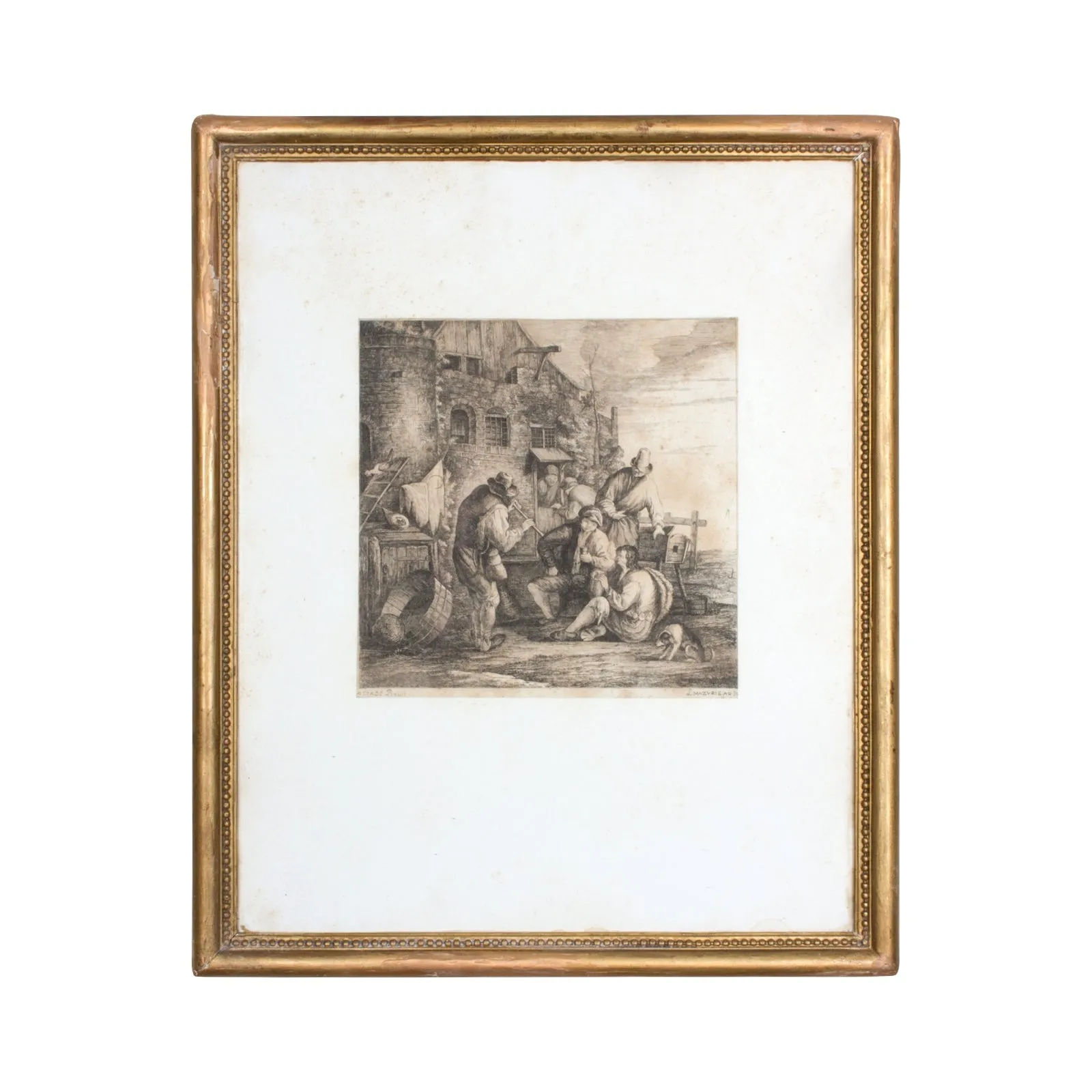 Pair of Antique French Etchings in Gilt Frames