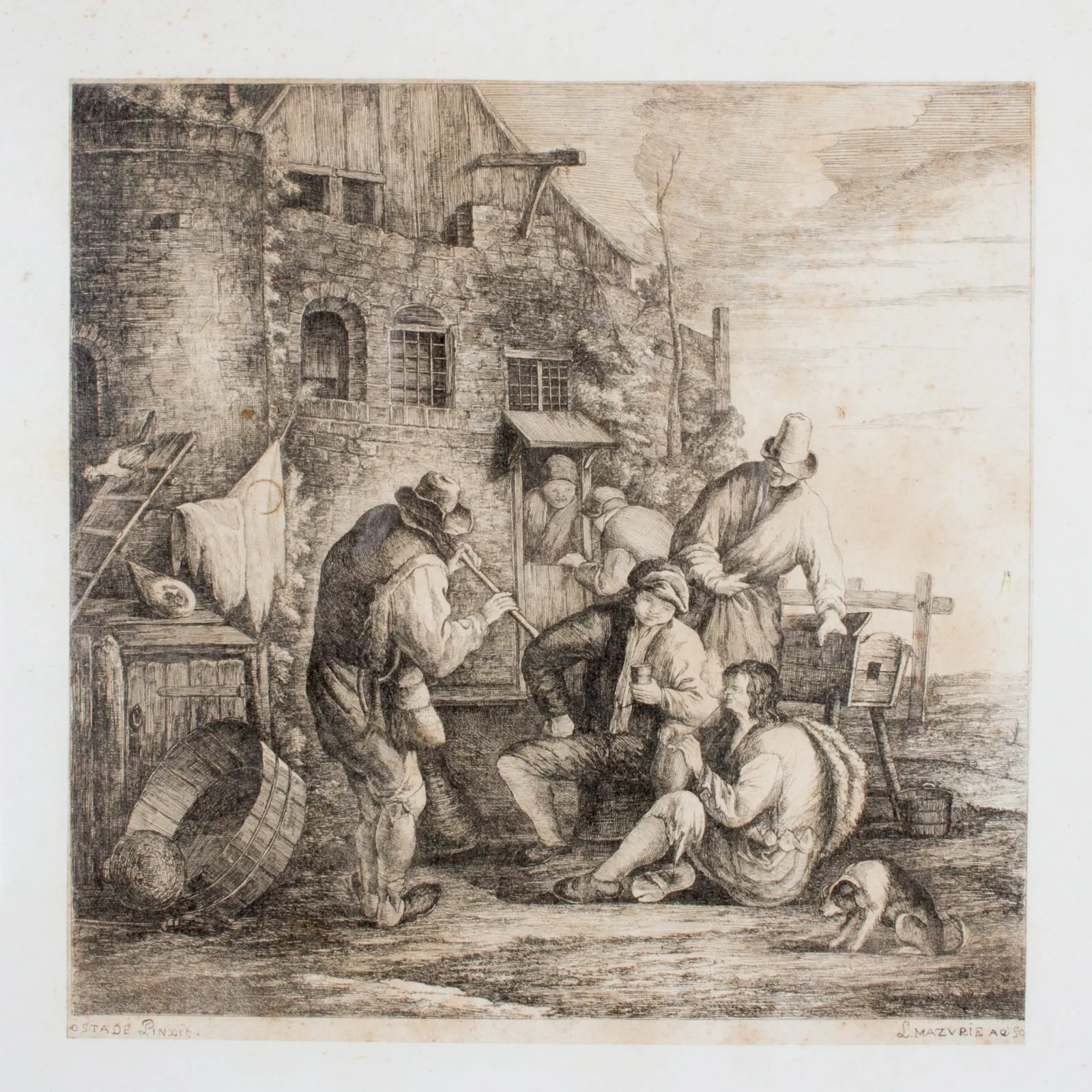 Pair of Antique French Etchings in Gilt Frames