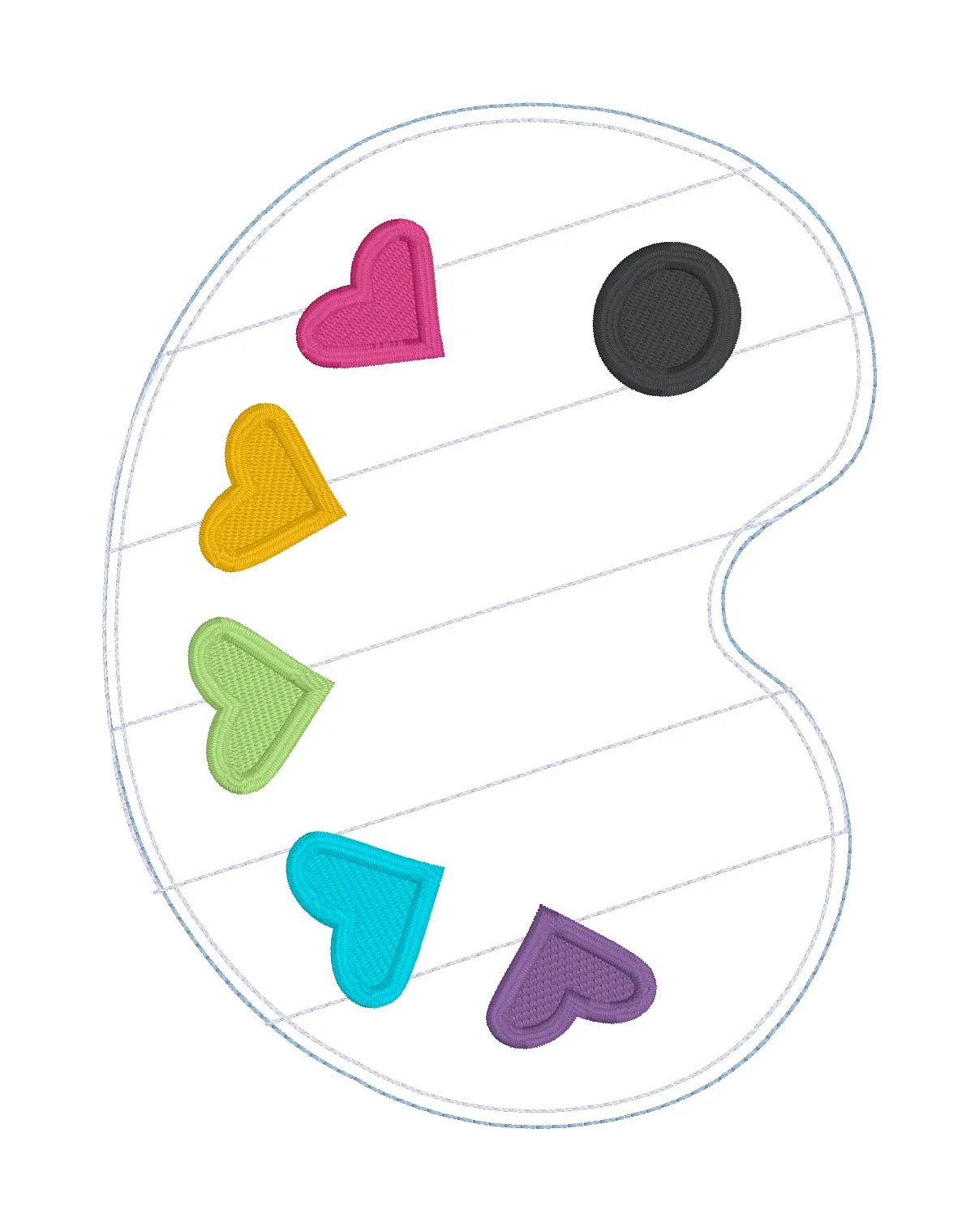 Palette applique envelope style ITH Mug rug machine embroidery design (4 sizes included) DIGITAL DOWNLOAD