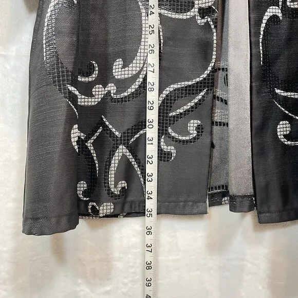 Pani Mezon Jacket Coat Swing Wide Collar Silver Grey Swirl Artistic M