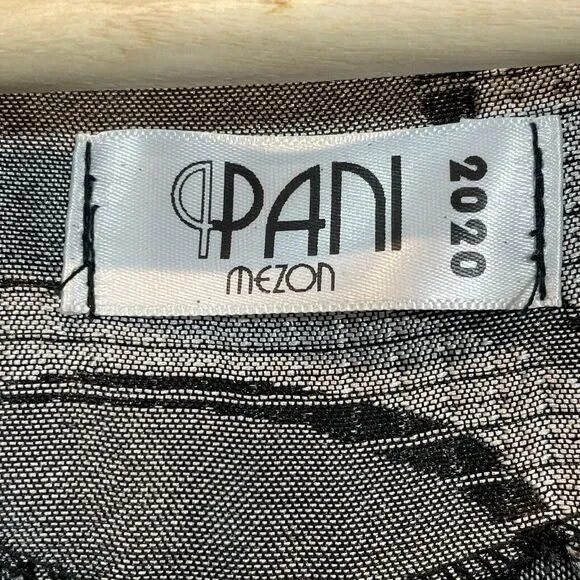 Pani Mezon Jacket Coat Swing Wide Collar Silver Grey Swirl Artistic M