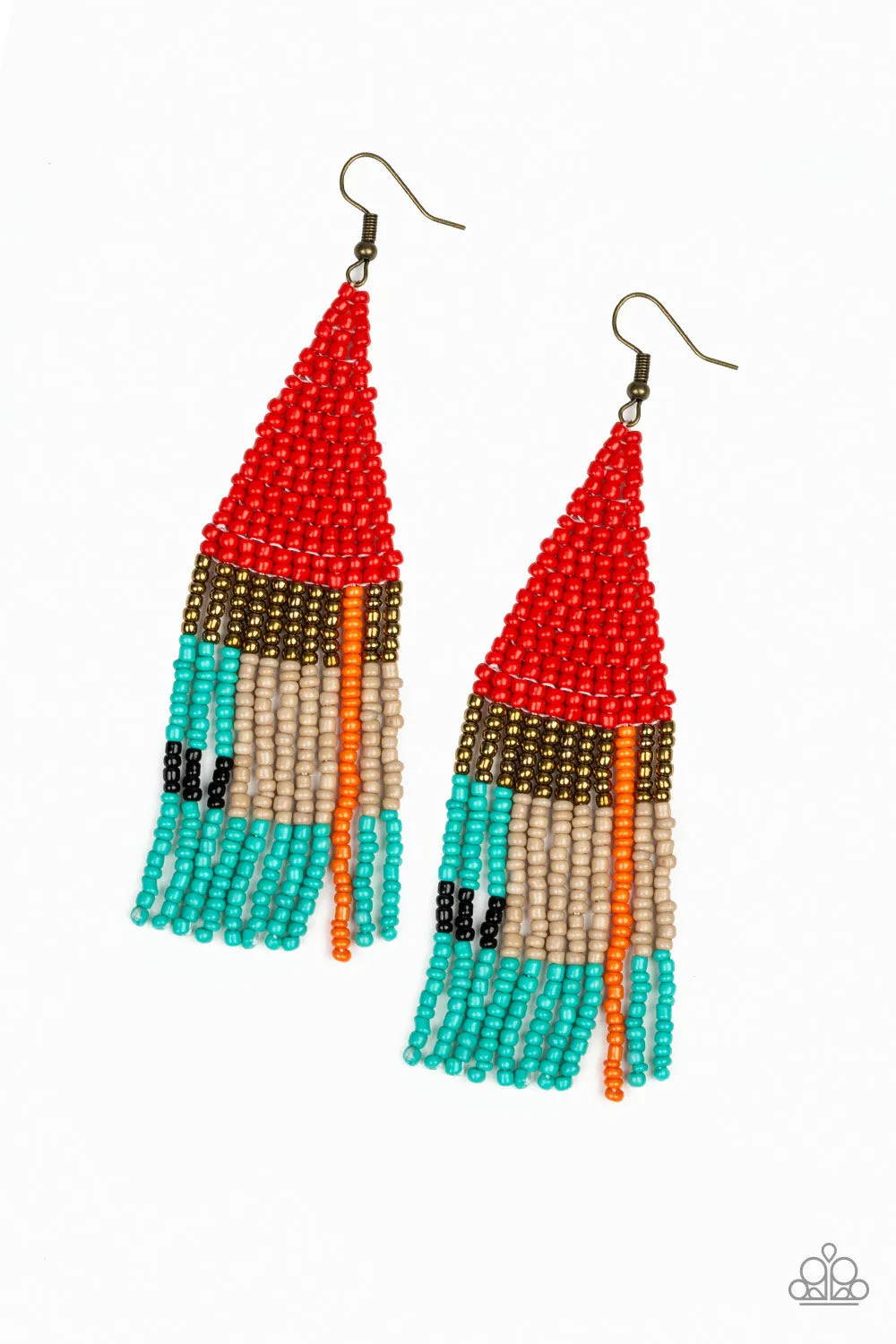 Paparazzi - Beaded Boho -  Red Earrings