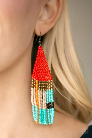 Paparazzi - Beaded Boho -  Red Earrings