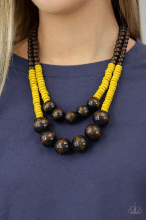 Paparazzi - Cancun Cast Away - Yellow Wood Necklace