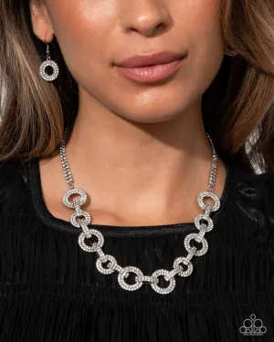 Paparazzi Elegant Embrace - White Necklace (2025 EmpowerMe Pink)