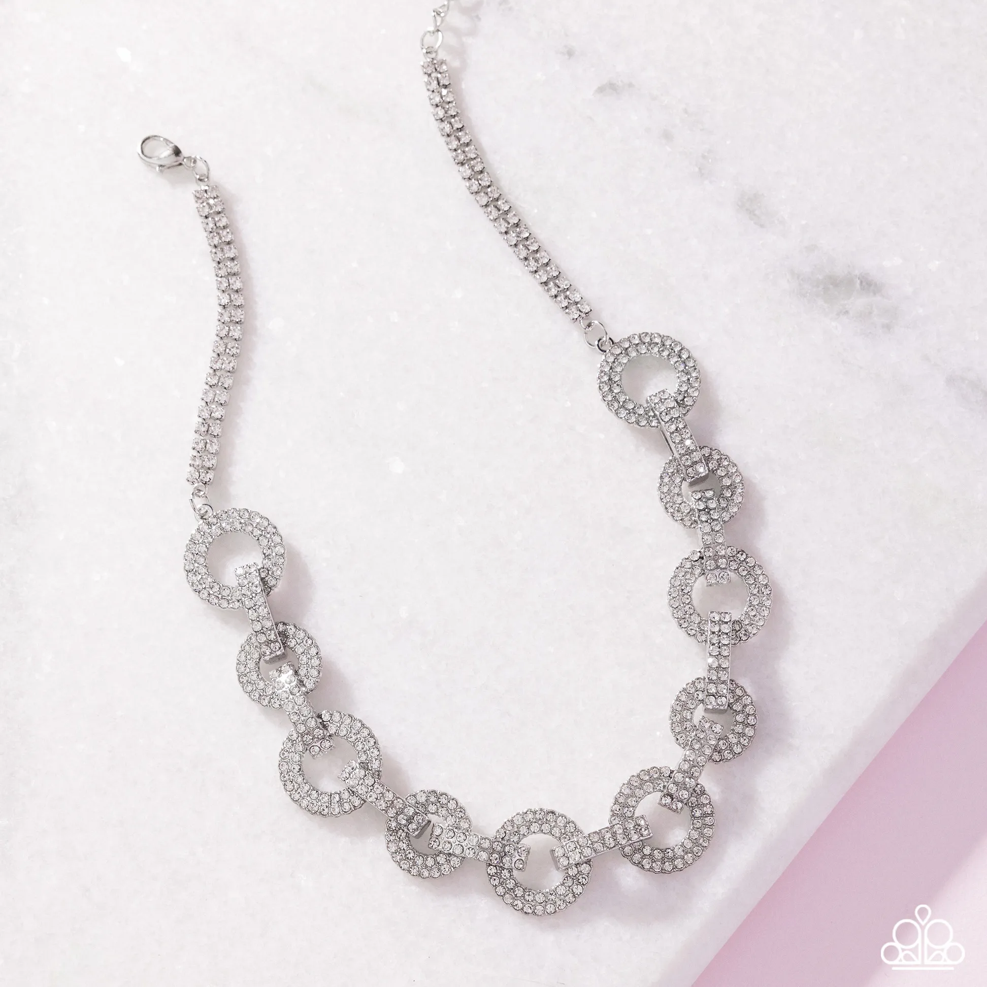 Paparazzi Elegant Embrace - White Necklace (2025 EmpowerMe Pink)