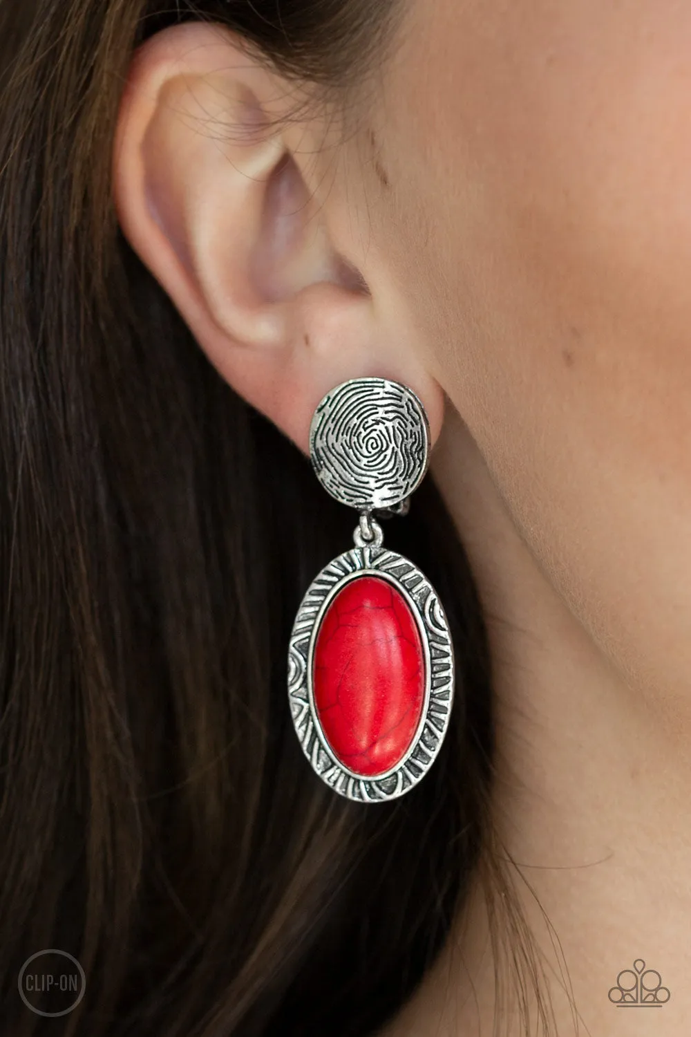 Paparazzi - Southern Impressions- Red Clip-On Earrings