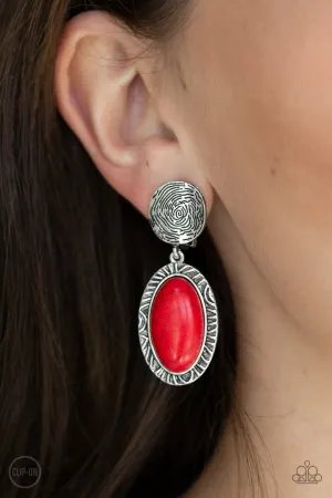 Paparazzi - Southern Impressions- Red Clip-On Earrings