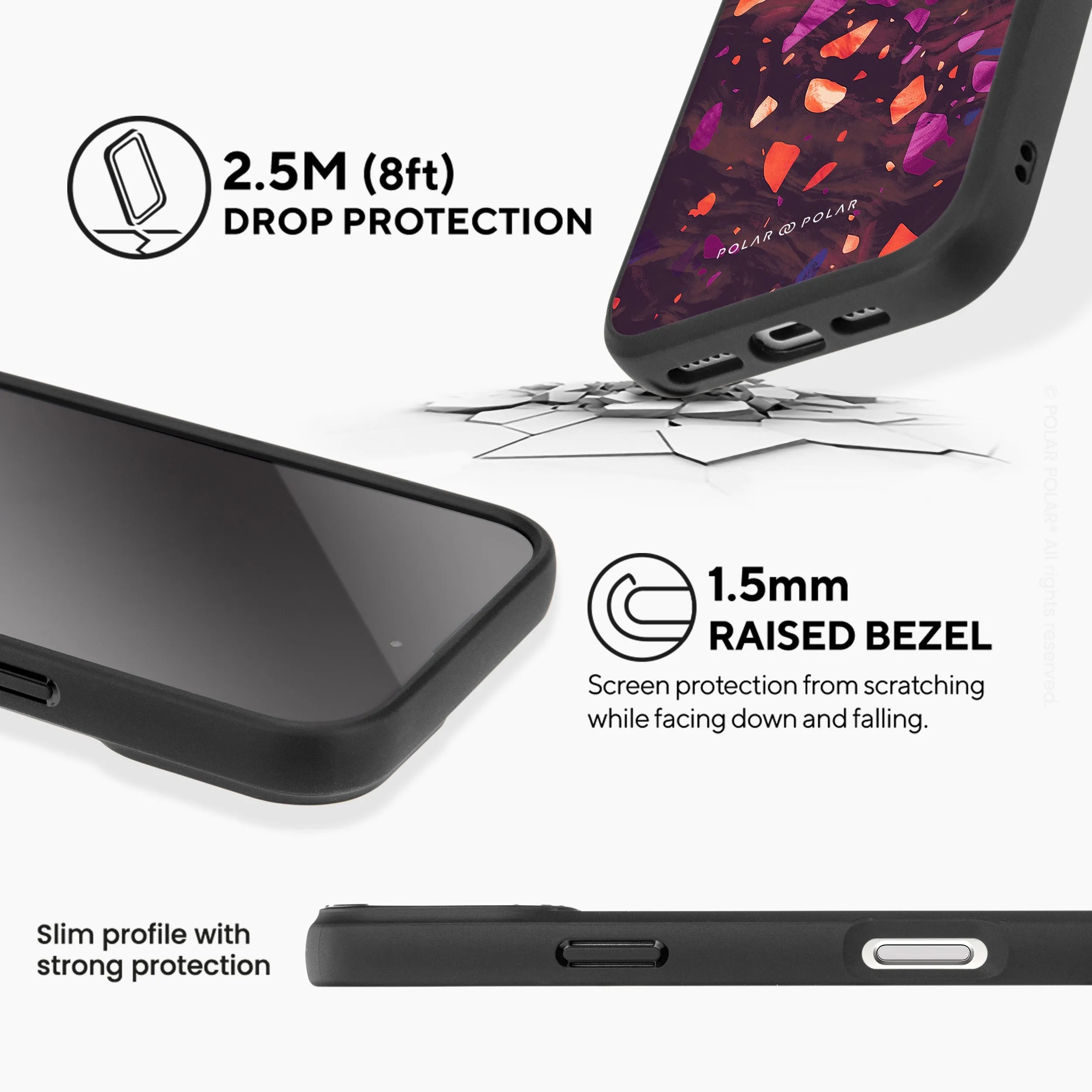 Paprika Terrazzo Gem - iPhone 16 Plus Frosted Black Bumper MagSafe Case