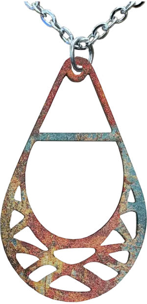 Patina Rust Basket Necklace, Stainles Steel, Sterling Silver Earwires, Item# 4786X