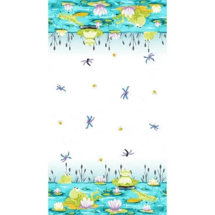 Paul's Pond Susybee Border Print - Frogs Toads Lilypads