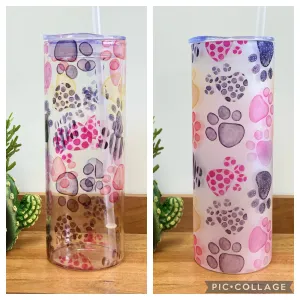 Paw prints- 25oz glass tumbler